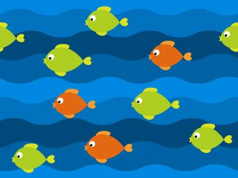 Vector fish seamless pattern Stock Illustration