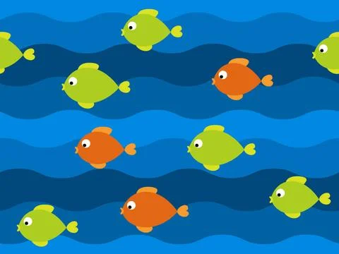 Vector fish seamless pattern Vector fish underwater seamless pattern Copyr... Stock Photos
