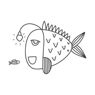 Vector fish on white background. Doodle style. Stock Illustration