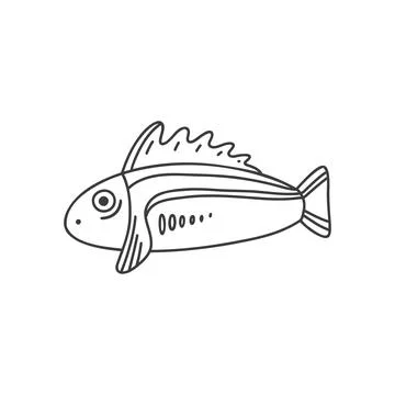 Vector fish on white background. Doodle style. Stock Illustration