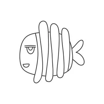 Vector fish on white background. Doodle style. Stock Illustration