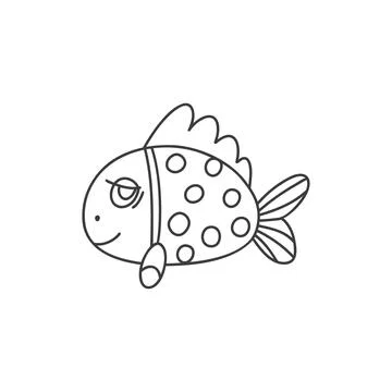 Vector fish on white background. Doodle style. Stock Illustration
