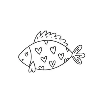 Vector fish on white background. Doodle style. Stock Illustration
