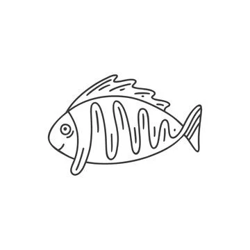 Vector fish on white background. Doodle style. Stock Illustration