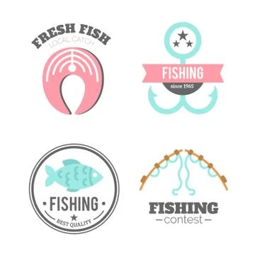 Vector fishing badges. Logo elements. Paddles illustration イラスト素材