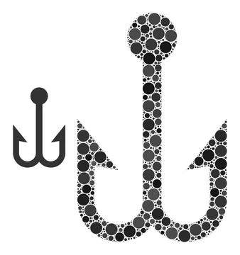 Vector Fishing Double Hook Collage of Small Circles Stock Illustration