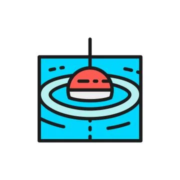 Vector fishing float flat color line icon. Stock Illustration