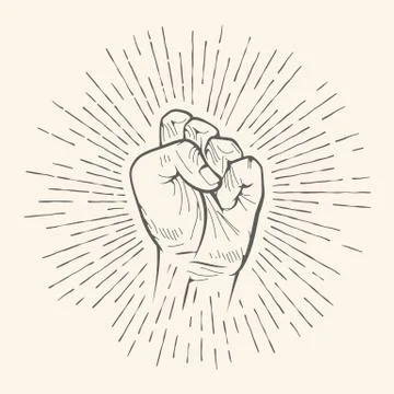 Vector fist gesture. Rough chuckle sign hand drawn sketch. Stock Illustration