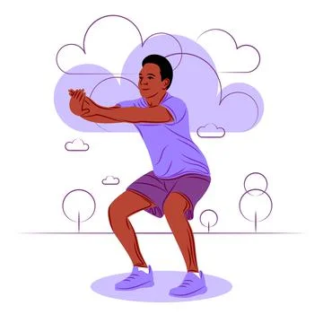 Vector fitness man in shadow of sharp lines style Stock Illustration