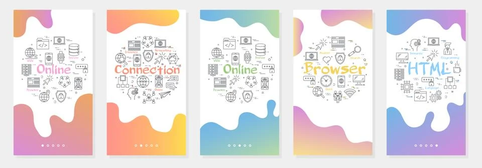 Vector five internet banners - online, browser, HTML concept Illustrazione stock