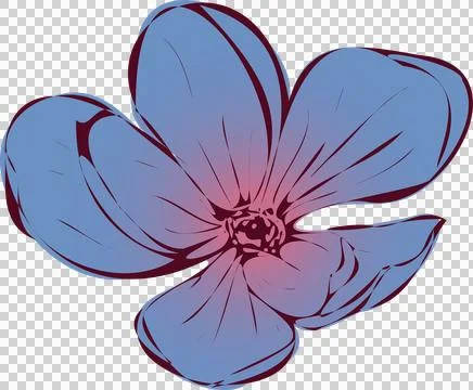Vector five-petal flower is floating on transparent background, showing gradient Stock Illustration