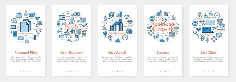 Vector five vertical banners - personal files, saas イラスト素材