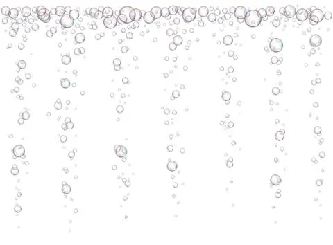Vector fizzing air bubbles going up. Underwater oxygen texture. Stock Illustration