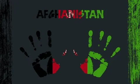 Vector flag of Afghanistan with a palm 스톡 일러스트