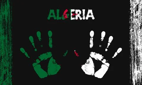 Vector flag of Algeria with a palm Illustrazione stock