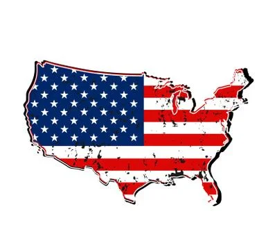 Vector flag of America.Grunge USA map t shirt print design isolated on white Stock-Illustration
