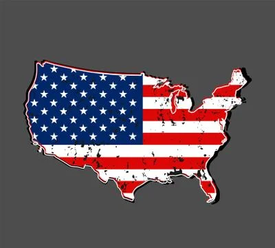 Vector flag of America.Grunge USA map t shirt print design.American flag Stock Illustration