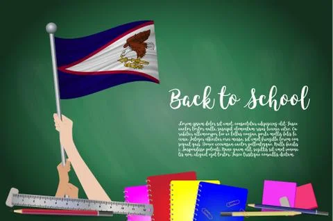 Vector flag of American Samoa on Black chalkboard background. Education Backg Stock Illustration