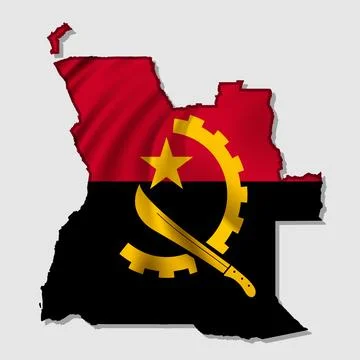 Vector flag of Angola in the form of a map Stock Illustration