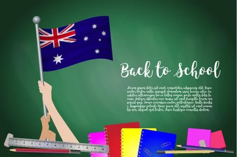 Vector flag of australia on Black chalkboard background. Education Background Stock Illustration