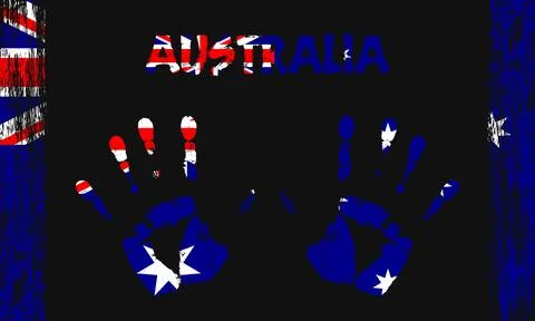 Vector flag of Australia with a palm Stock Illustration