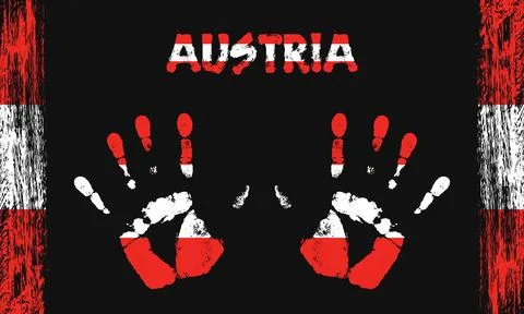 Vector flag of Austria with a palm Illustrazione stock