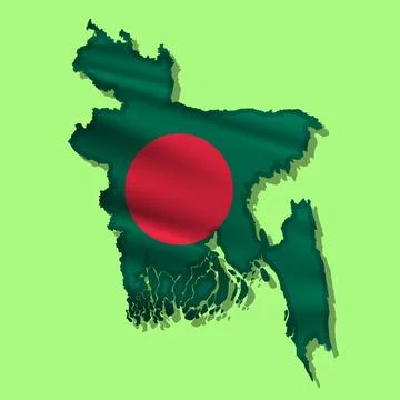 Vector flag Bangladesh in the form of a map Stock Illustration