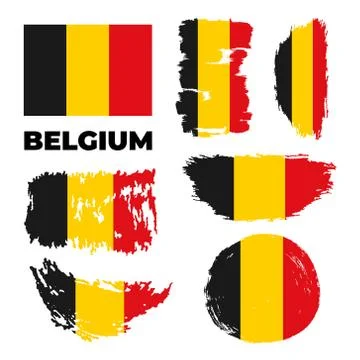 Vector Flag of Belgium, brush stroke background Stock Illustration