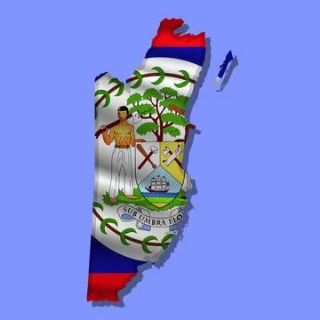 Vector flag Belize in the form of a map Stock Illustration