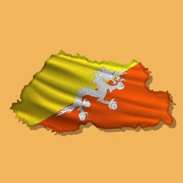 Vector flag Bhutan in the form of a map Illustrazione stock