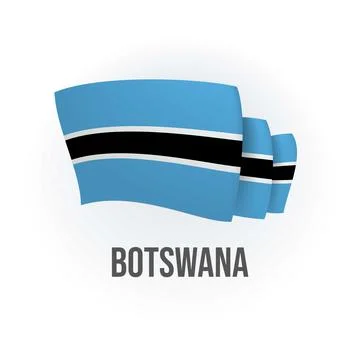 Vector flag of Botswana. Botswanan waving flag. Vector illustration. Stock Illustration