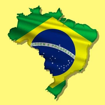 Vector flag Brazil in the form of a map Stock Illustration