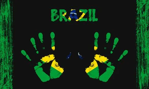 Vector flag of Brazil with a palm Stock Illustration