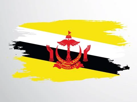 Vector flag of Brunei drawn with a brush Stock Illustration