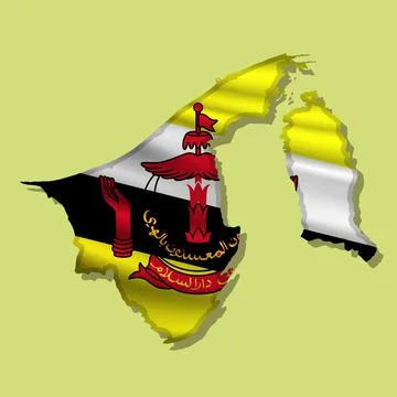 Vector flag Brunei in the form of a map Stock Illustration