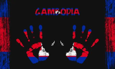 Vector flag of Cambodia with a palm Stock Illustration