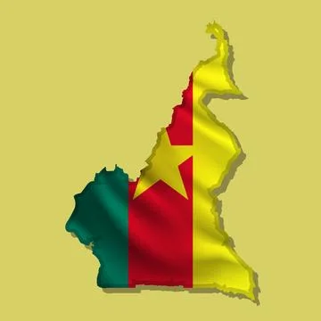 Vector flag Cameroon in the form of a map Stock Illustration