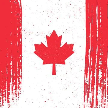 Vector flag canada in grunge square Stock Illustration