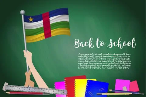 Vector flag of Central African Republic on Black chalkboard background. Educa Stock Illustration