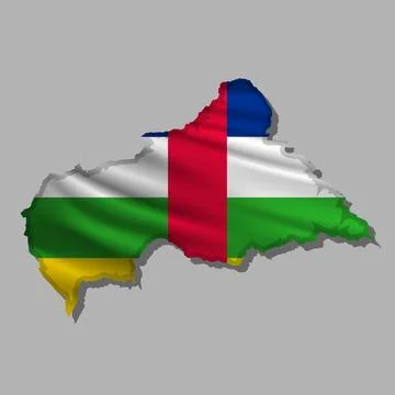 Vector flag Central African Republic in the form of a map Stock Illustration