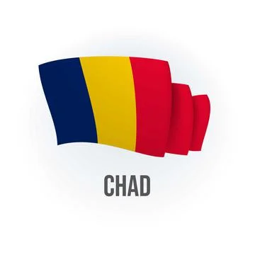 Vector flag of Chad. Chadian waving flag. Vector illustration. Stock Illustration