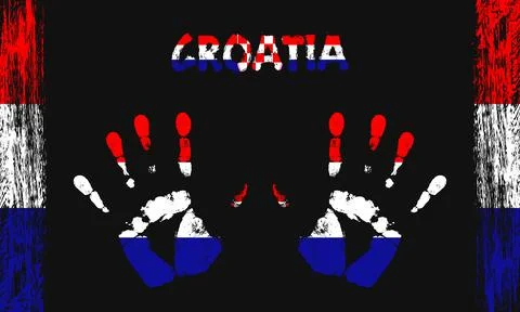 Vector flag of Croatia with a palm Stock Illustration