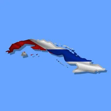 Vector flag Cuba in the form of a map Stock Illustration