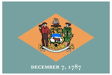 Vector Flag of Delaware, USA, Isolated on Transparent Background Stock-Illustration