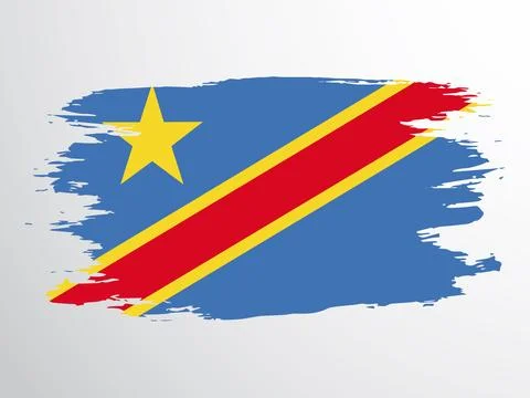 Vector flag of the Democratic Republic of the Congo drawn with a brush Stock Illustration