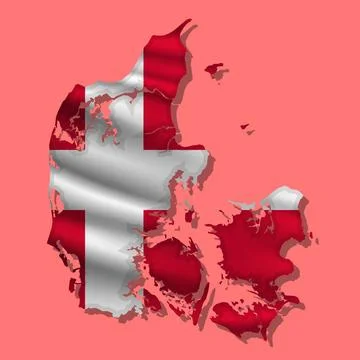 Vector flag Denmark in the form of a map Illustrazione stock