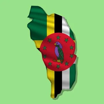 Vector flag Dominica in the form of a map Stock Illustration