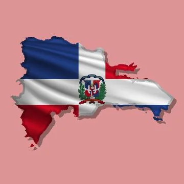Vector flag Dominican Republic in the form of a map Stock Illustration