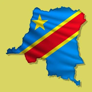 Vector flag DR Congo in the form of a map Illustrazione stock