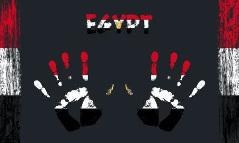 Vector flag of Egypt with a palm Stock Illustration